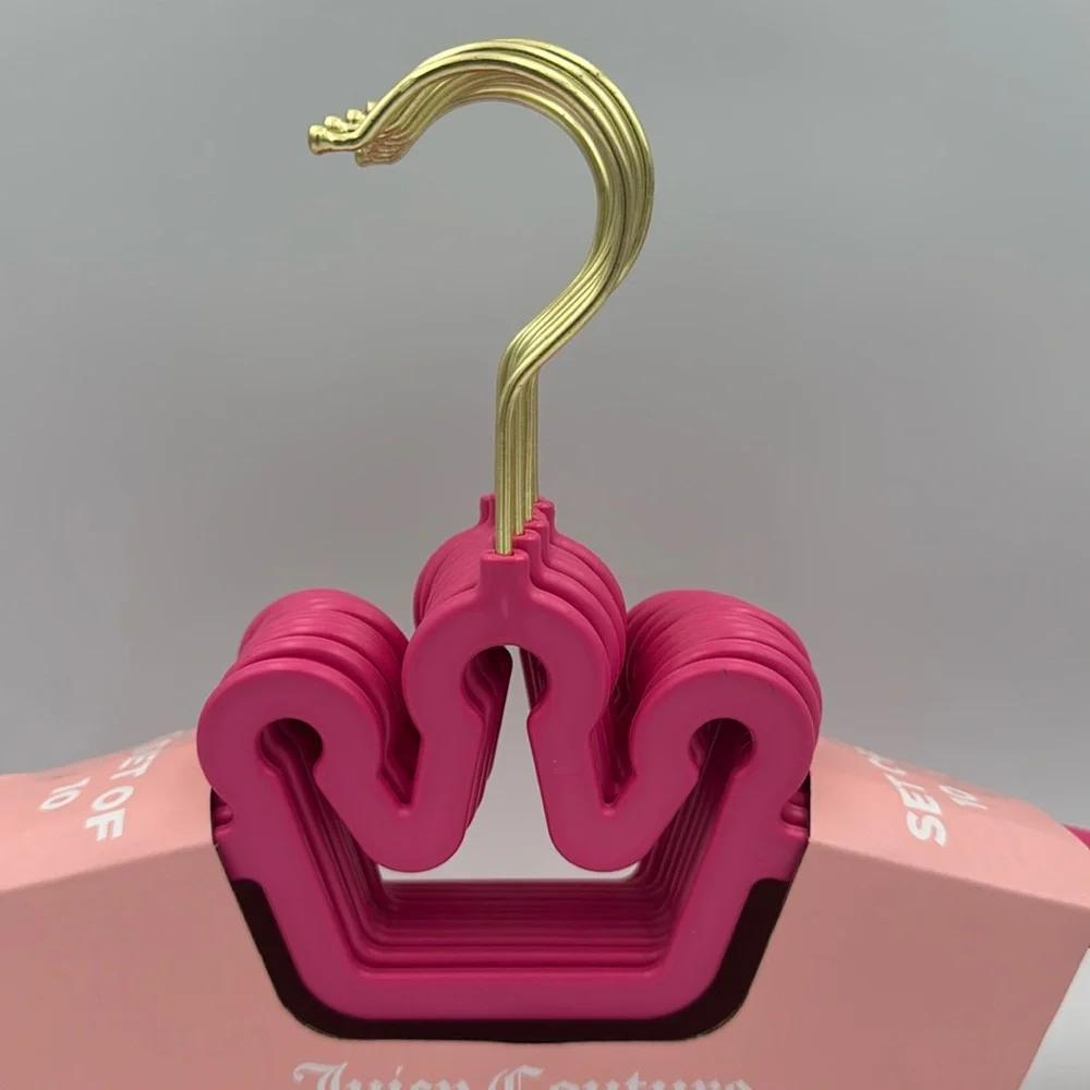 Juicy Couture Hot Pink Crown Notched Hangers Set‎ of 10 NWT